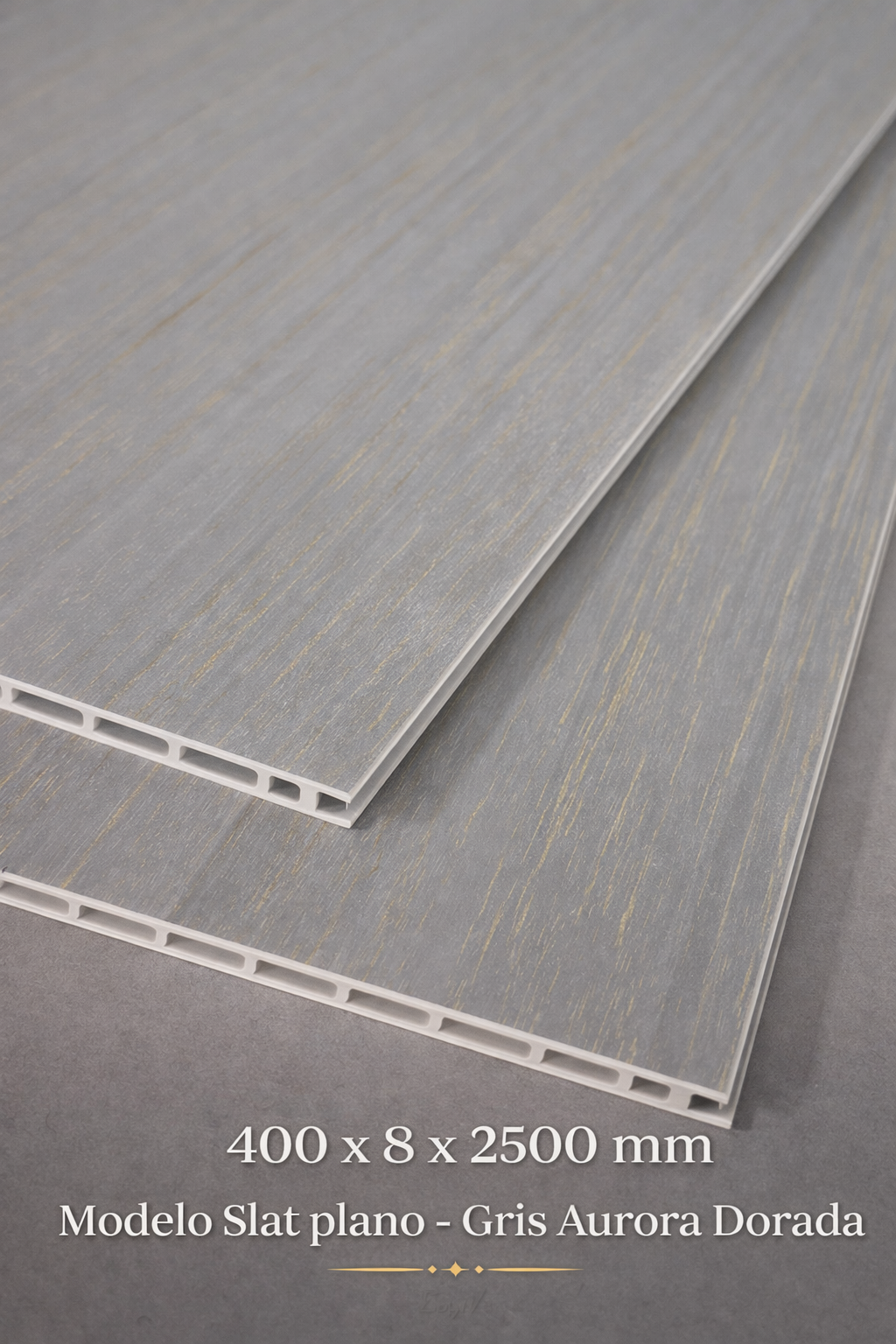 Wall Panel PVC Gris Aurora Dorada | Slat Interior