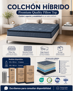 Colchón Híbrido Premium Pillow Top 2 Plazas Pocket