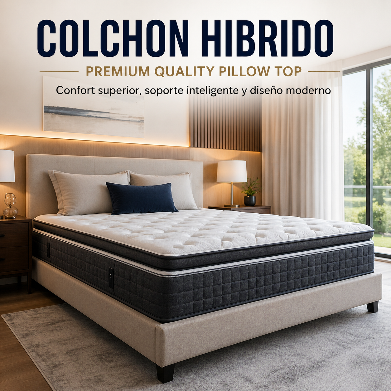 Colchón Híbrido Premium Pillow Top 2 Plazas Pocket