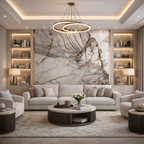 Lámina Decorativa de PVC 3 mm — Modelo Calacatta moderno / Onyx gris.