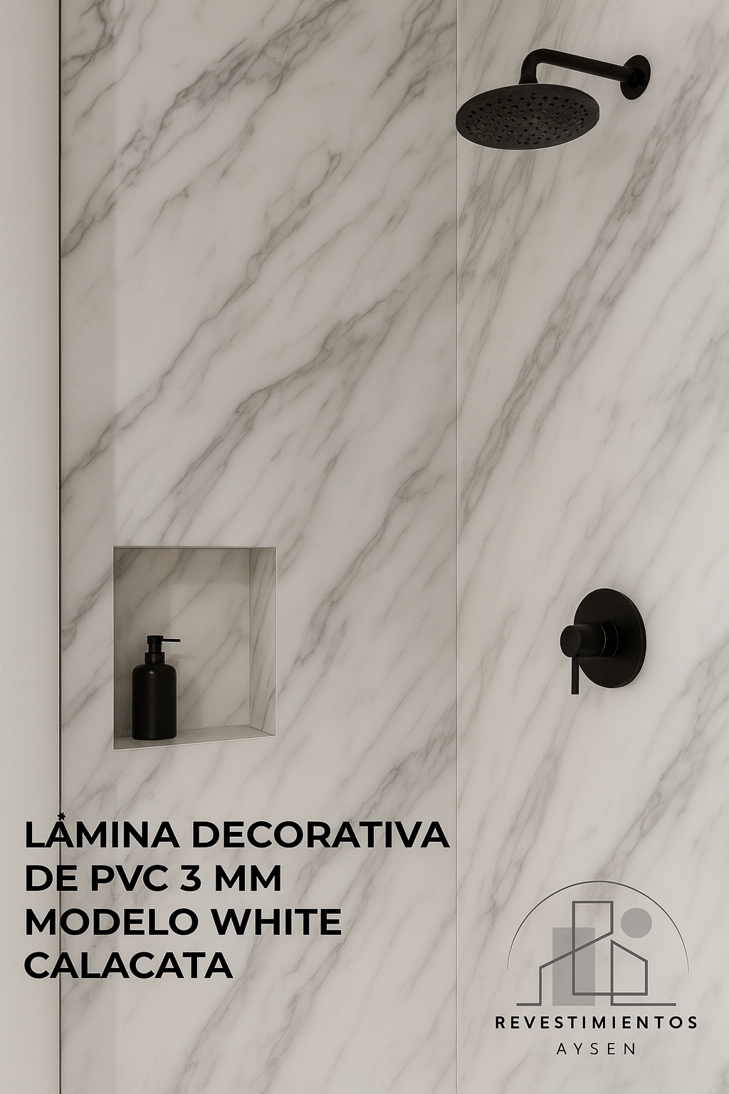 Lámina Decorativa de PVC 3 mm — Modelo WHITE CALACATA