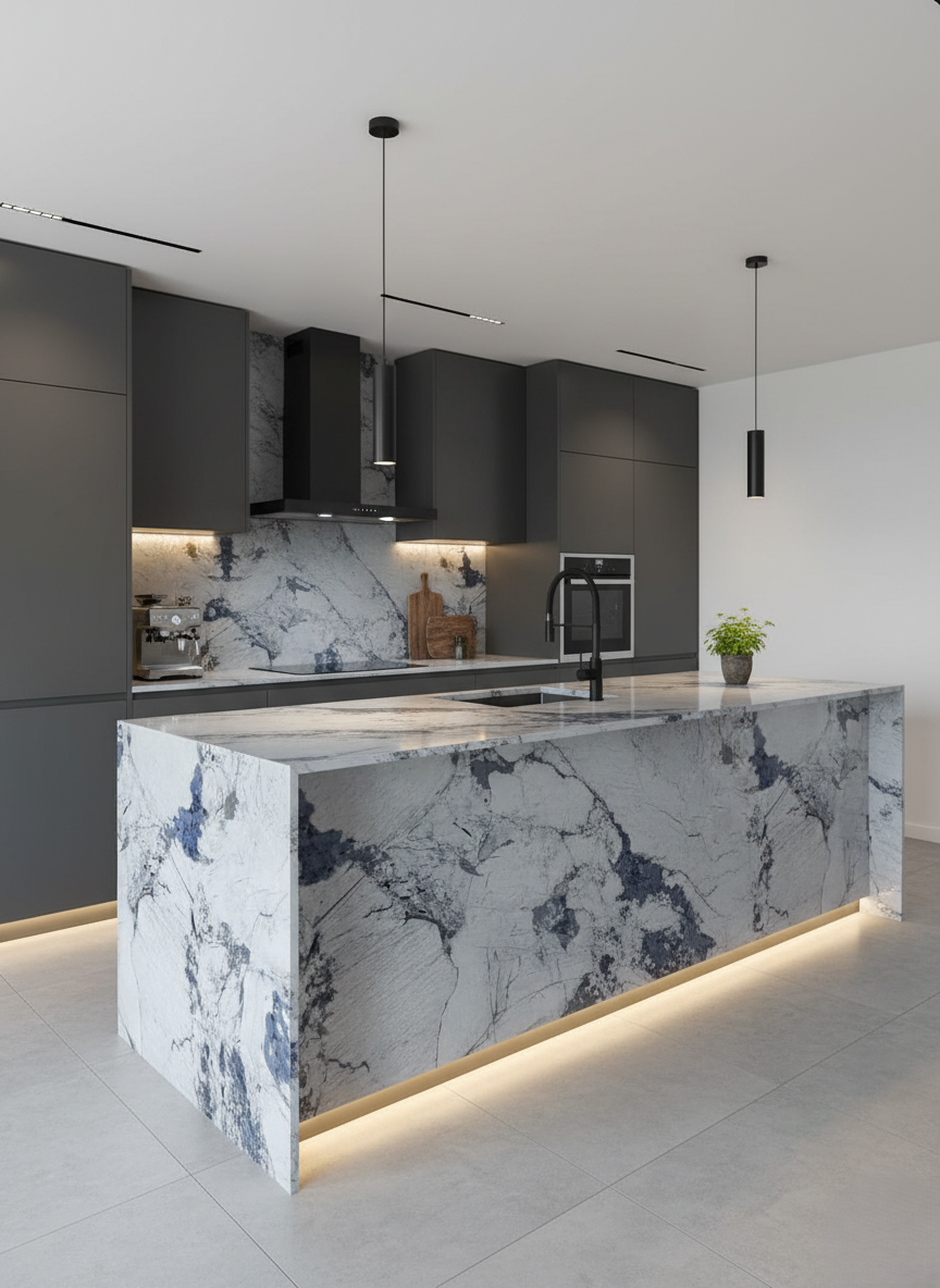 Lámina Decorativa de PVC 3 mm — Modelo BLUE MARMOL