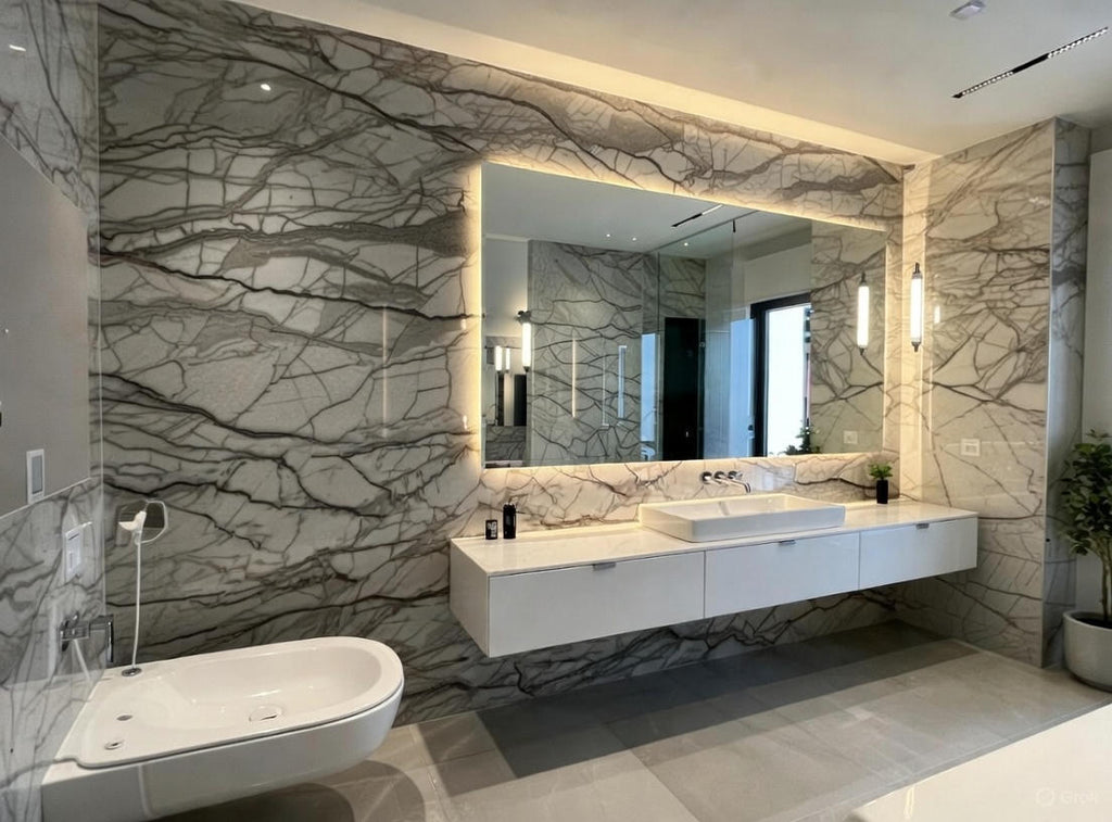 Lámina Decorativa de PVC 3 mm — Modelo Calacatta ARMANI GREY