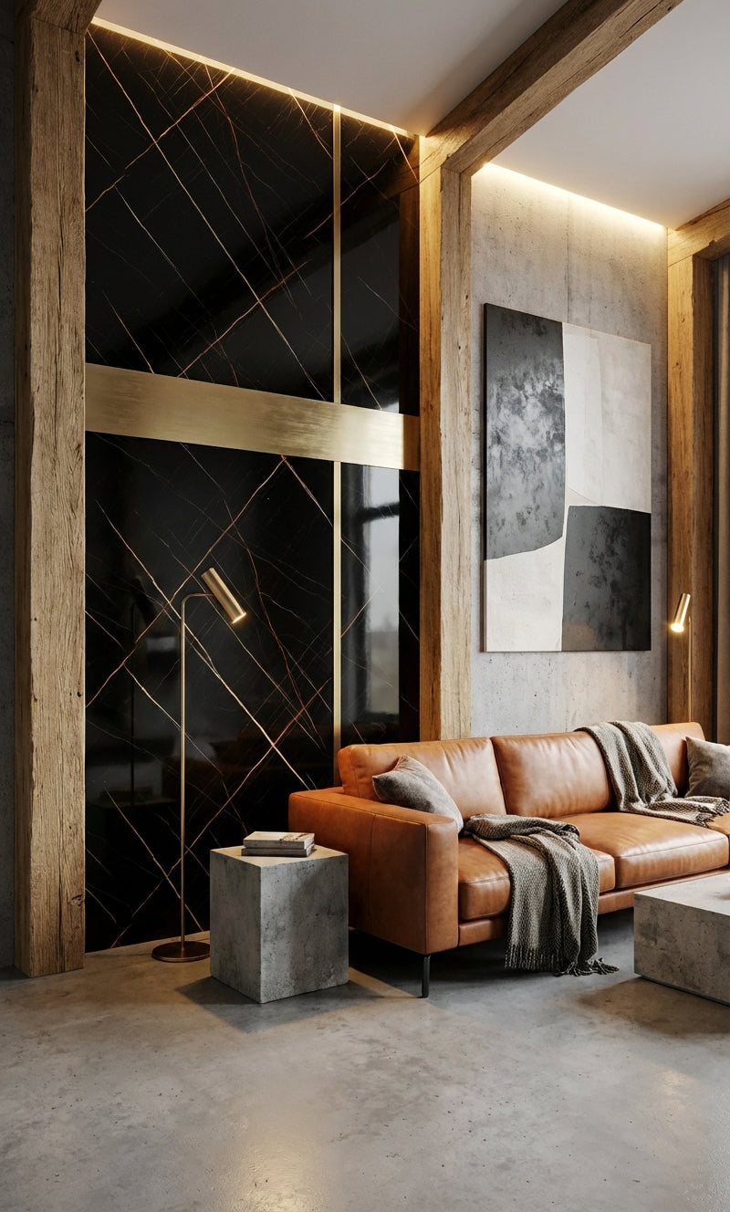 Plancha de PVC Marmol - Negro Vulcano - 2.44x1.22x3mm