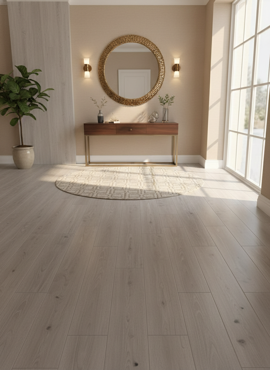 Piso SPC Vinílico Gris Claro 7,5 mm | Alto Tráfico