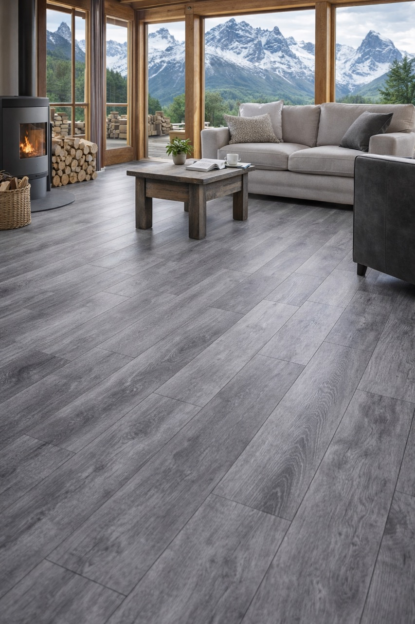 Piso Vinílico SPC 5.5 mm – Gris Ceniza Patagonia | Diseño moderno y alta resistencia